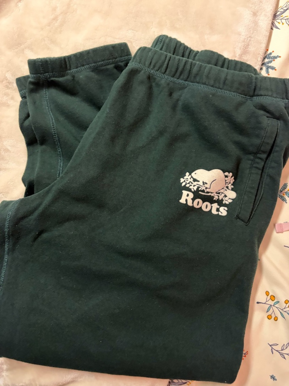 Roots Dark Green Joggers with White Logo